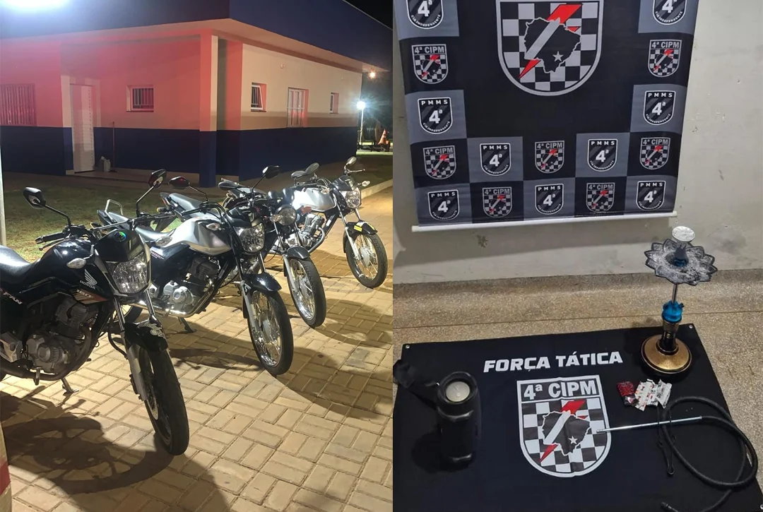  PM apreende 4 motocicletas e jovens em ação de combate a manobras perigosas e perturbação do sossego em Chapadão do Sul