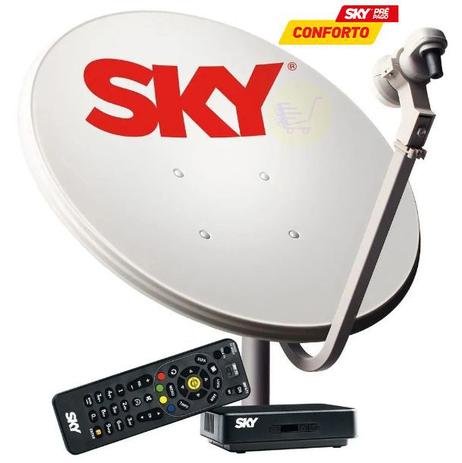 Kit Sky Pré-Pago Flex Receptor e Antena Parabólica 60 cm