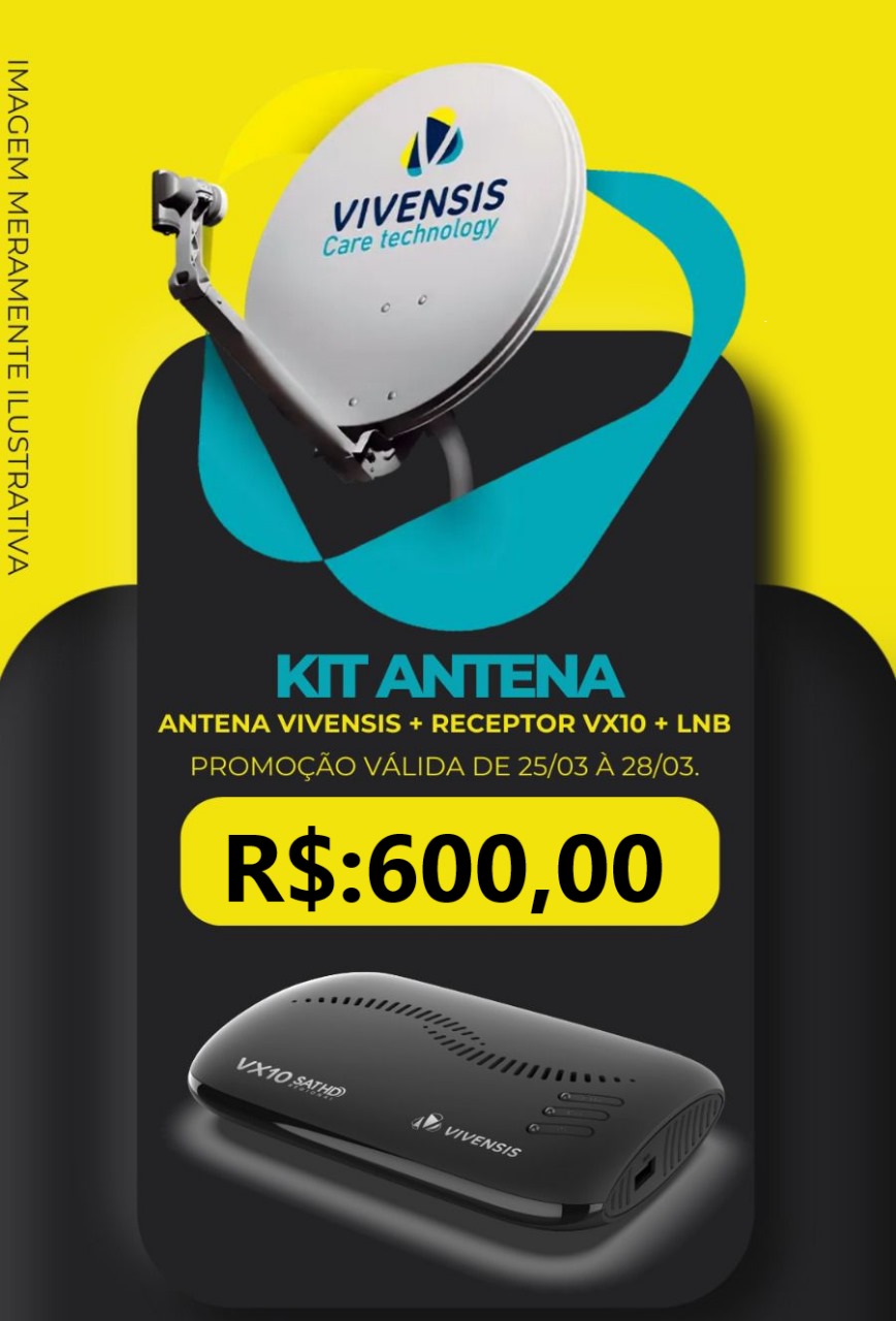 Kit Antena Parabólica Vivensis Canais Abertos Hd 100% Livres